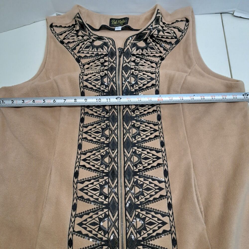 Bob Mackie Wearable Art Women’s XL Fleece Vest Full Zip Brown - Picture 7 of 9